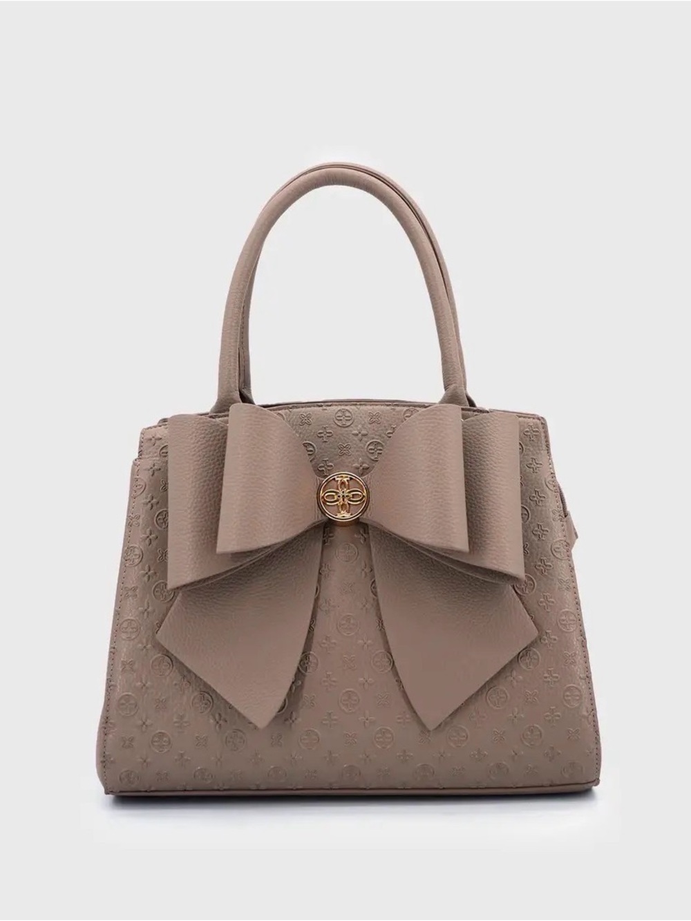 Taupe Bow Accent Top-Handle Women’s Bag